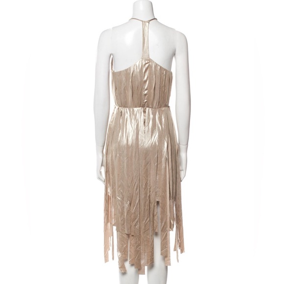 Halston Halter-neck Gold Mini Dress w/ Tags - Picture 4 of 7